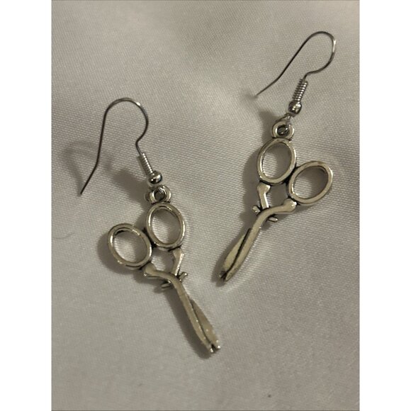 Silver Scissor Earrings Shears Dangle Silver Hook Jewelry Hairdresser Stylist - Picture 7 of 7